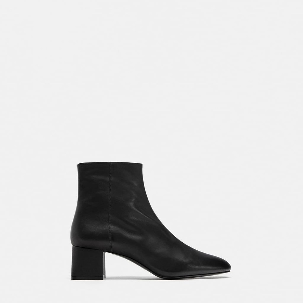 Zara Leather Heeled Ankle Boots